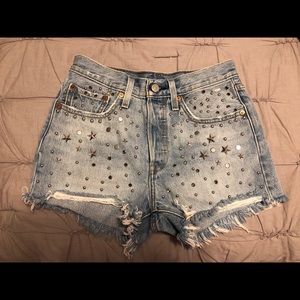Levi’s 501 Studded High Rise Cut-Off Jean Shorts
